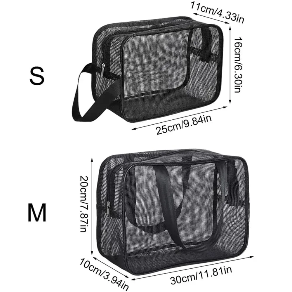 sac de douche en maille grande capacité, sac fourre-tout multifonctionnel pour cosmétiques, organisateur portable pour articles de toilette, idéal pour l'organisation de la salle de bain