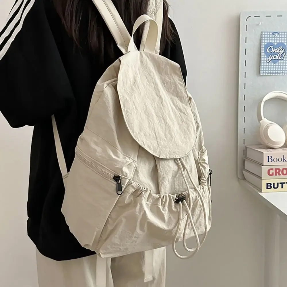 sac à dos de voyage léger et tendance, style coréen, imperméable, à cordon de serrage, grande capacité, en nylon, pour étudiants et adolescents