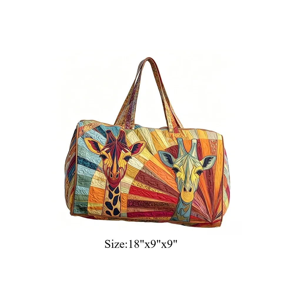sac de voyage matelassé, sac de week-end, imprimé girafe 3d, bagage à motif animal africain, sac à main pour les vacances, la plage, le camping