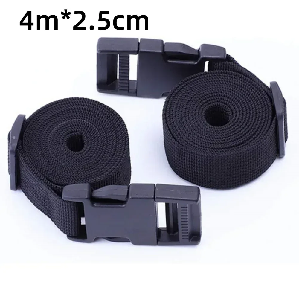 sangle de sangle en nylon réglable de 4 m, sangle de ceinture à cils pour bagages, diapositives à trois glissières, boucles à dégagement latéral plat, sangle de sac à dos