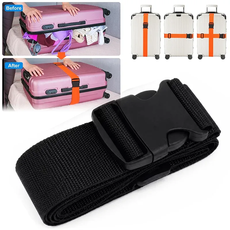 nouvelle sangle de bagage réglable de 2 m, ceinture croisée pour l'emballage, sangle de voyage en nylon avec boucle de verrouillage, ceintures pour bagages, accessoires pour sacs de camping