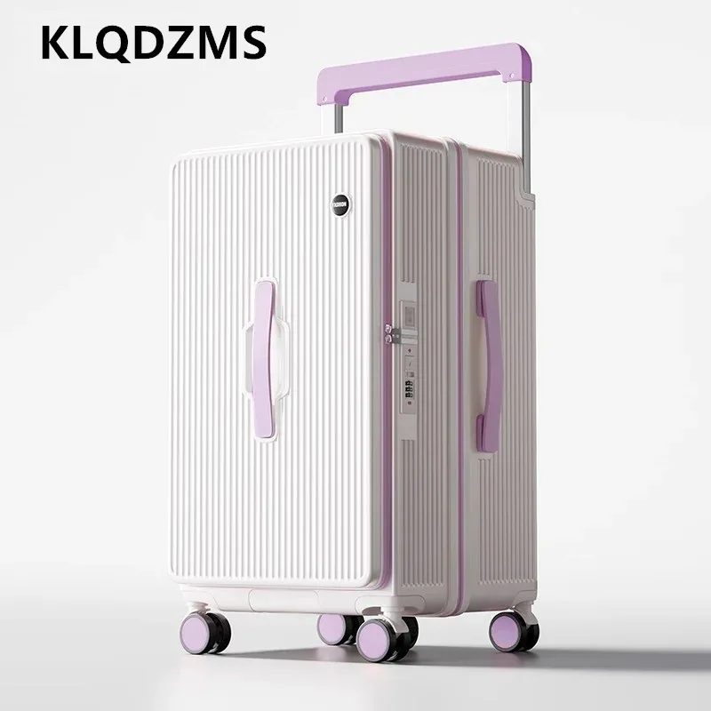klqdzms bagage roulant capacité surdimensionnée boîtier de chariot abs + boîte d'embarquement pc 20 "24" 26 "2
