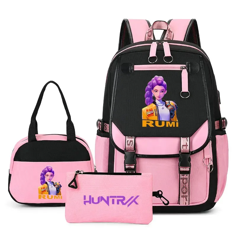 sacs à dos imprimés kpop demon hunters pour adolescentes, sacs à bandoulière, trousse à crayons, ensemble de sacs d'école pour étudiants, mochila de voyage