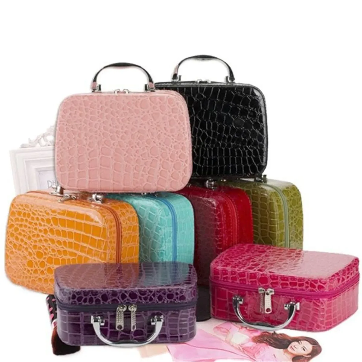 sac de beauté en cuir, sac de voyage, trousse à cosmétiques en pu, trousse de toilette pour collection de maquillage, usage professionnel, pour femmes