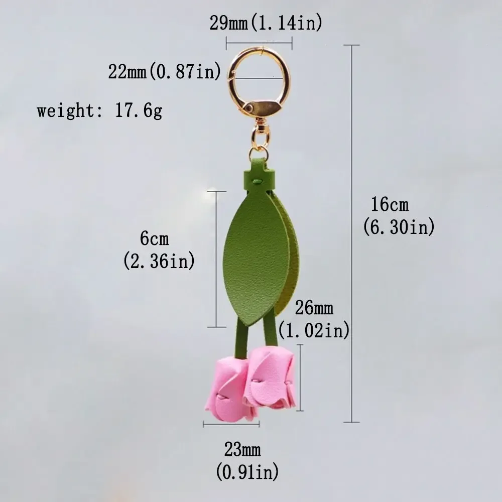 pendentif de sac tulipe en cuir pu, dopamine, frais, décoration de sac à dos, accessoires assortis, breloques de sac, lanière florale, cadeau