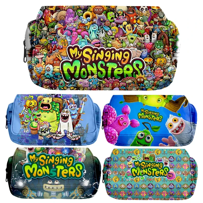 My Singing Monsters Stuffed Horror Game Trousse à crayons pour étudiants, grands sacs à stylos, boîte de rangement, garçon, fille, enfant, école, fournitures de papeterie