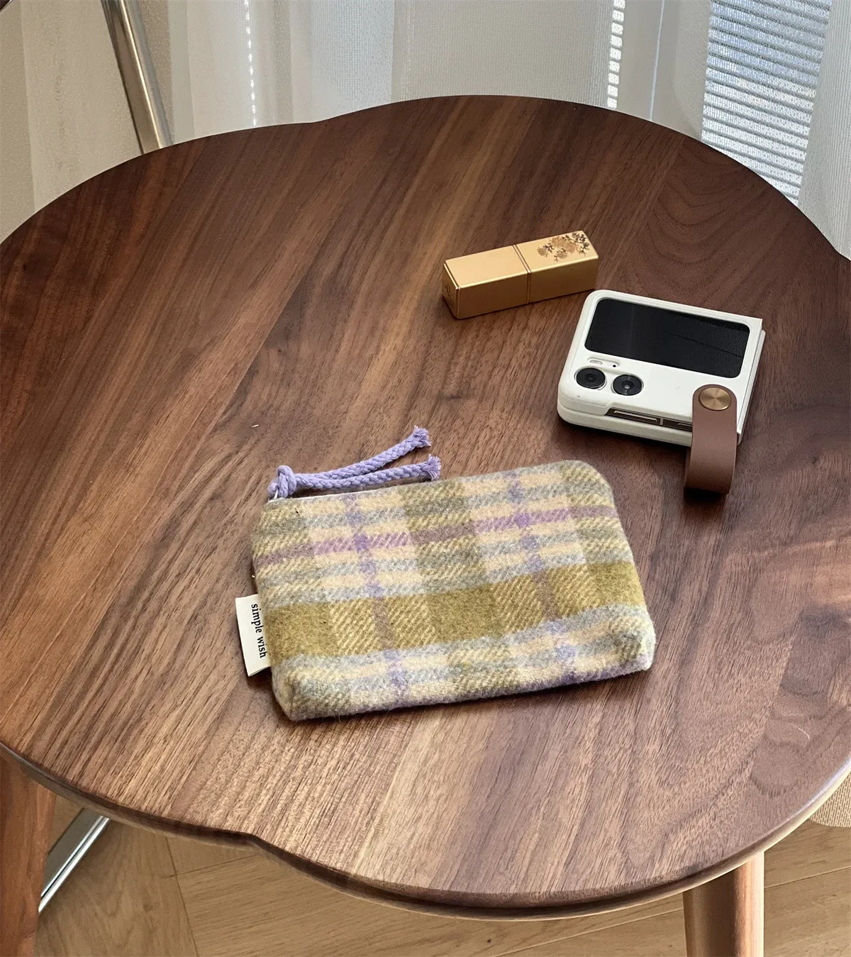 mini sac à cosmétiques rétro à carreaux et rayures, organisateur de maquillage, pochette à cosmétiques élégante, sac de rangement polyvalent d'hiver pour femmes