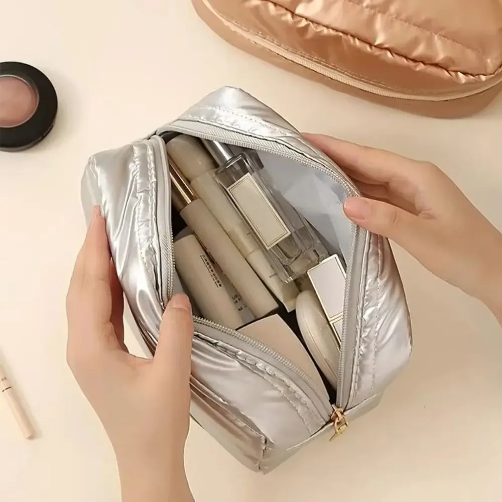 sac de maquillage matelassé de grande capacité, résistant aux chocs, étanche, trousse de toilette, pochette de rangement pour cosmétiques, pour femmes et filles