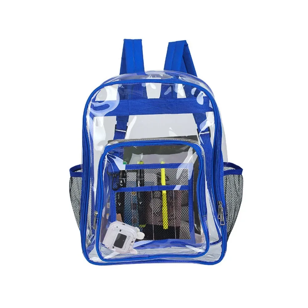 sac à dos transparent en pvc, étanche, grande capacité, sac d'école pour étudiants, multi-poches, sac à bandoulière transparent de style coréen, voyage