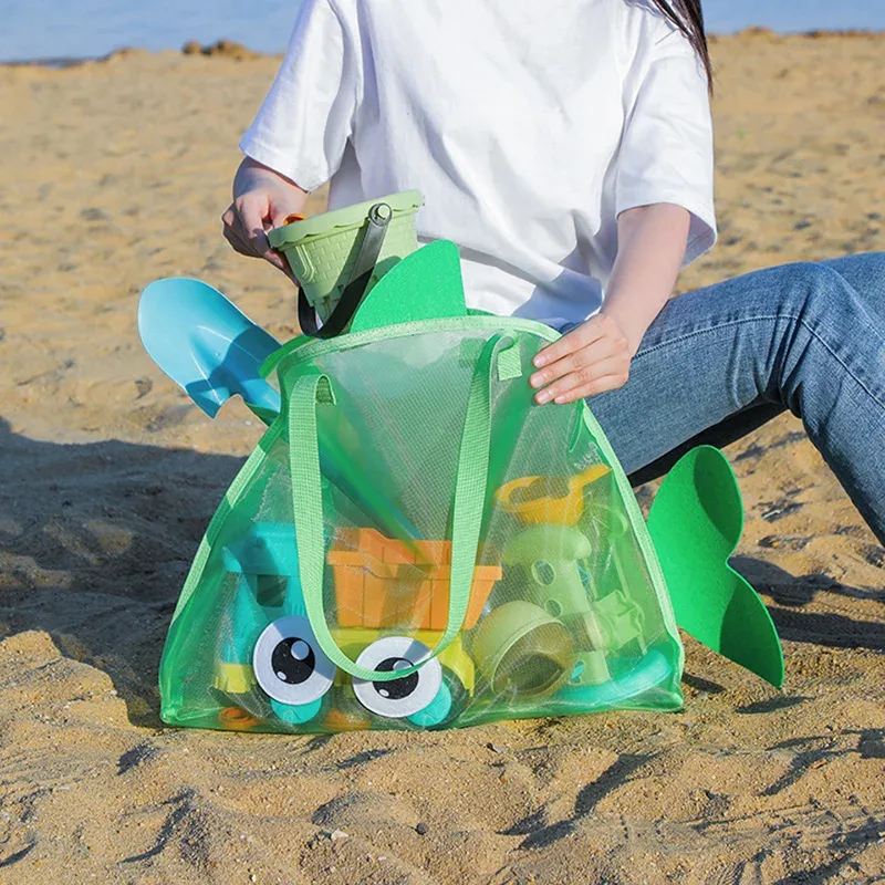 sac de plage en filet mignon pour jouets de sable, grande capacité, portable, sac de rangement pour femmes, pour la plage et les voyages, 46,5*40cm