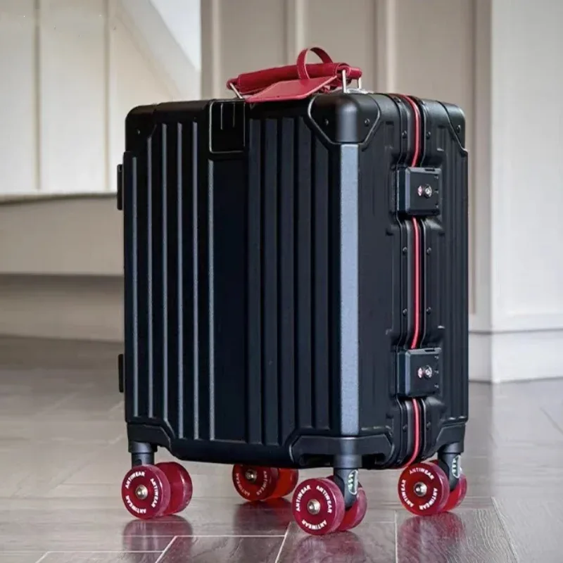 valise à roulettes légère de 14 pouces avec serrure tsa, cadre en aluminium, bagage à main, pas besoin de s'enregistrer à la compagnie aérienne