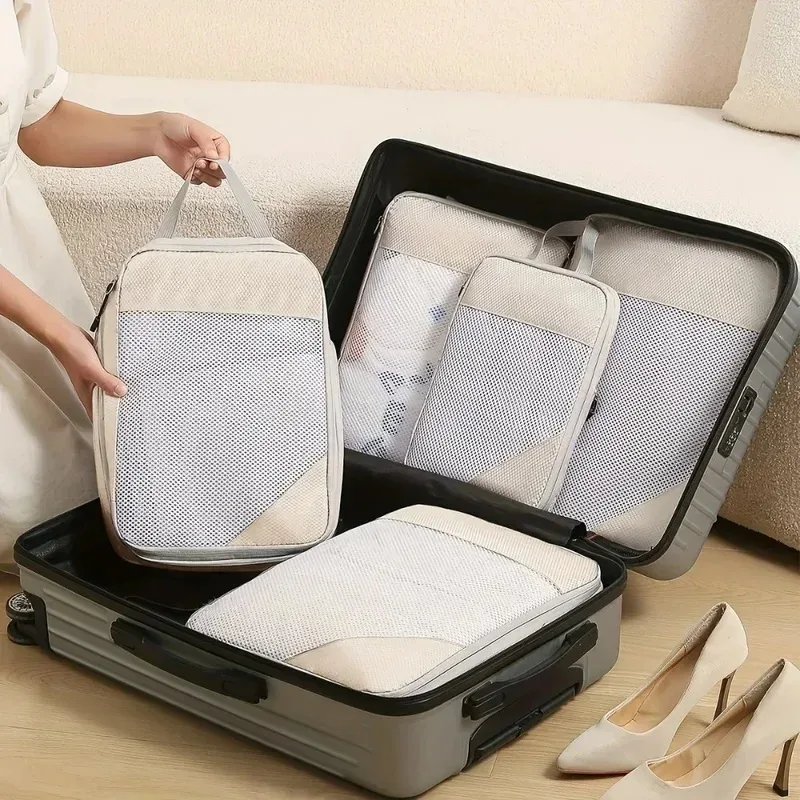 lot de 3 cubes de compression de voyage, organisateur de bagages, essentiels de voyage, cubes de compression pour bagages à main