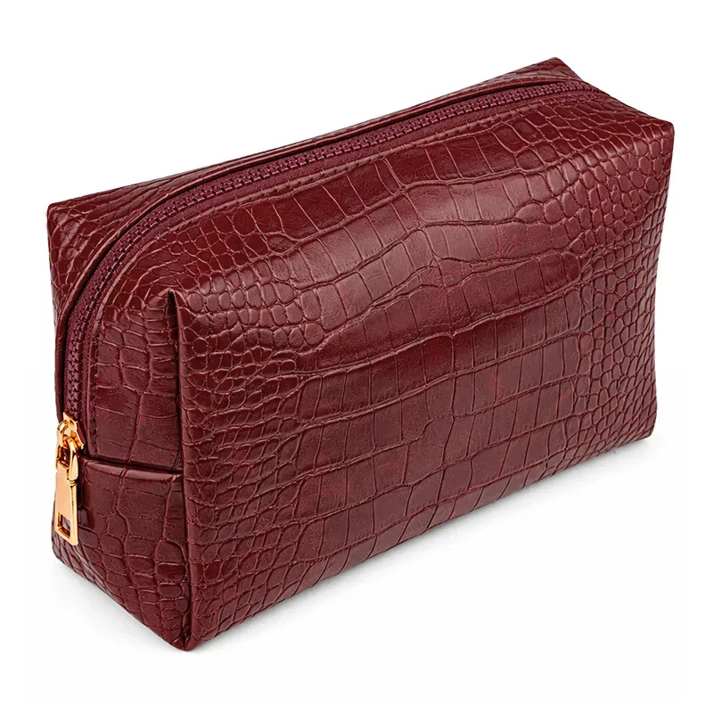 sac de voyage vintage à fermeture éclair grande capacité, motif crocodile, personnalisable avec nom, trousse de maquillage, trousse de toilette personnalisée