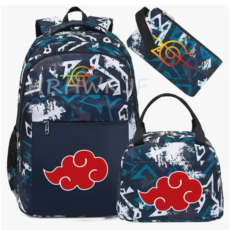 sac à dos uzumaki naruto uchiha sasuke pour hommes, sac à dos de voyage décontracté pour ordinateur portable, 3 pièces, sac à dos oxford, sac d'école pour hommes, mochila