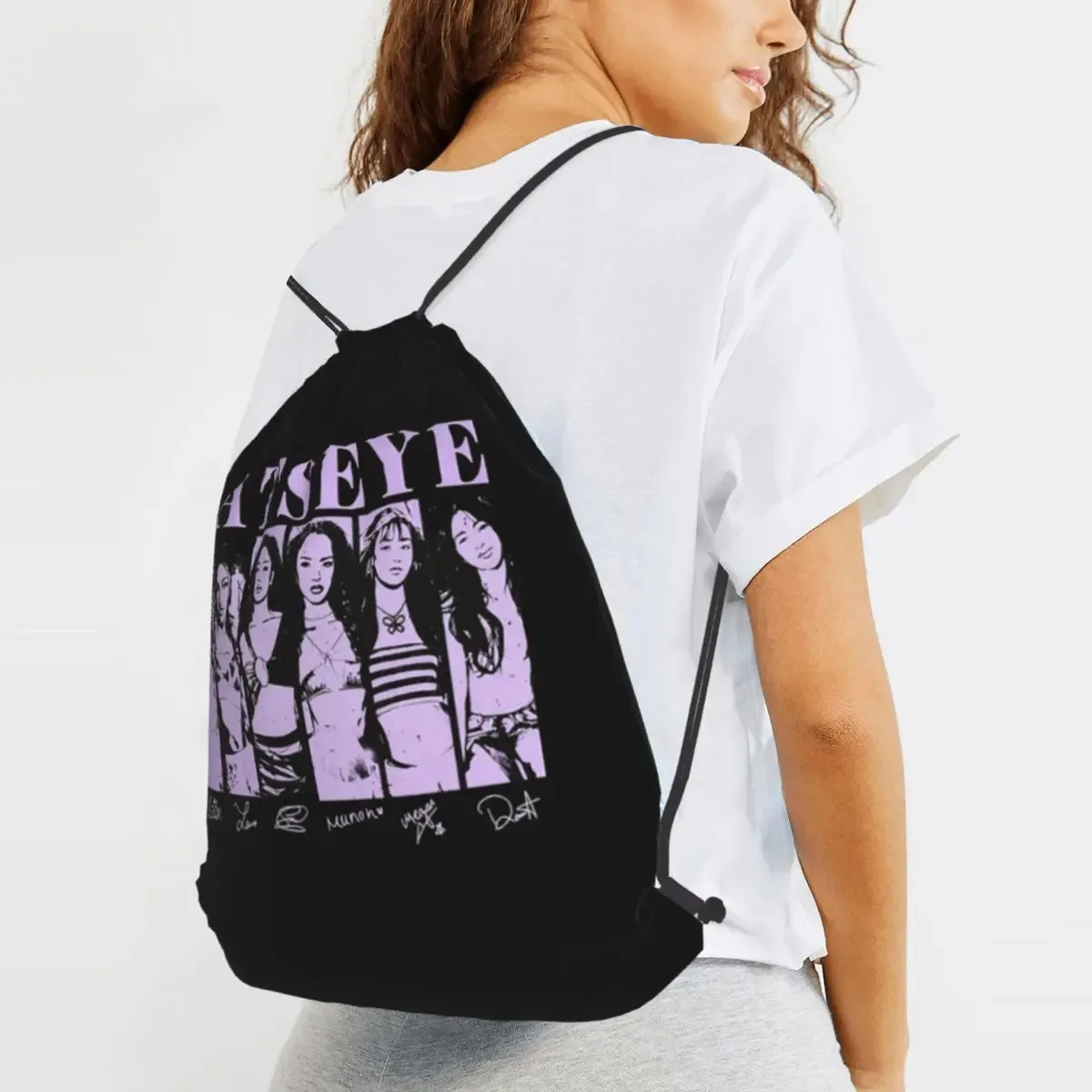 sacs à dos musicaux katseye, sacs de rangement portables à cordon, sacs à livres pour étudiants en voyage