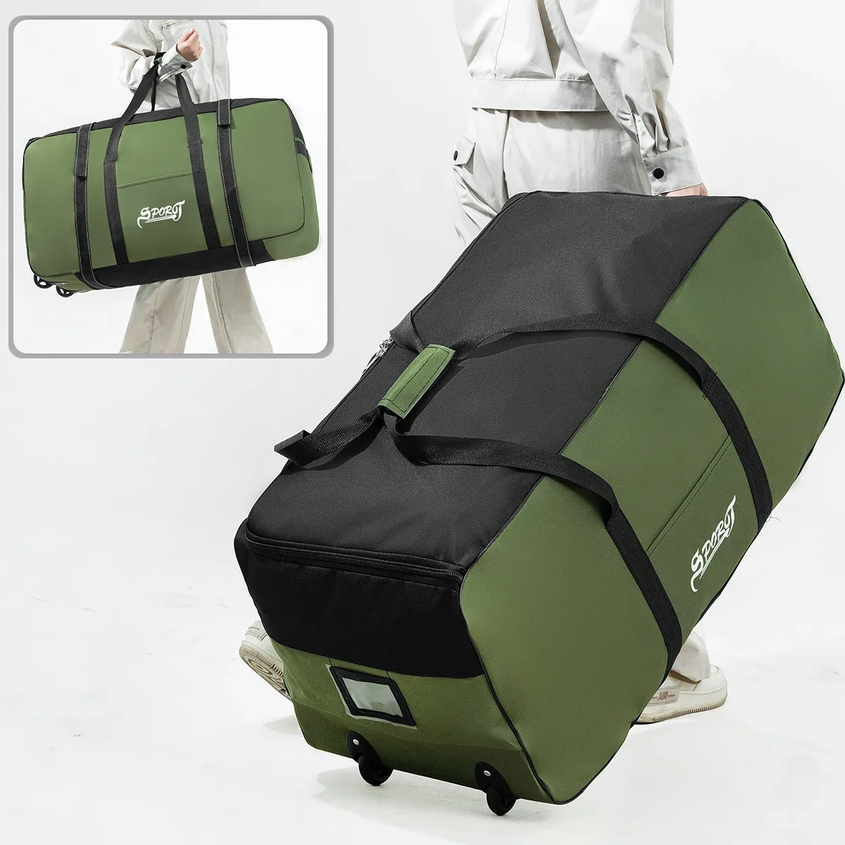 Boîte de rangement pour équipement de camping et de pique-nique en plein air, boîte de rangement pour fournitures de tente avec roues, sac de voyage surdimensionné de grande capacité