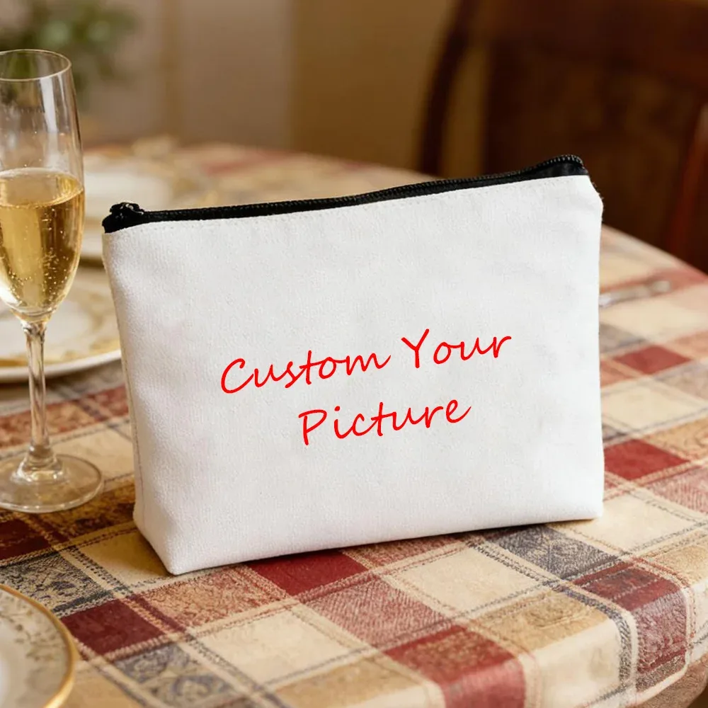Sac à cosmétiques personnalisé avec votre photo et logo d'entreprise, organisateur de sac à cosmétiques, porte-monnaie, trousse à crayons, pochette à monnaie personnalisée, trousse de beauté pour femme