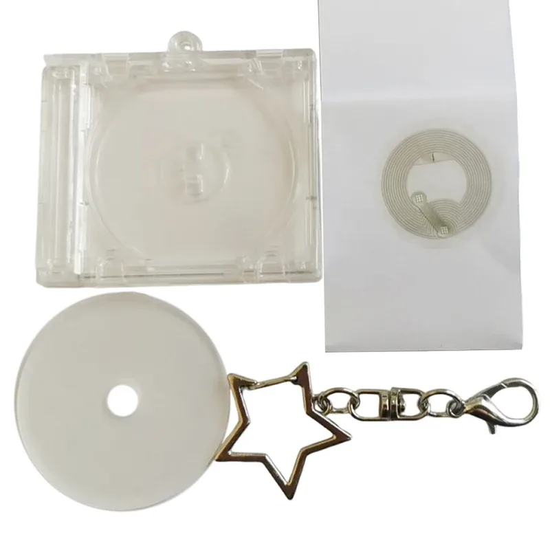 1 pièce mini porte-clés avec fonction nfc, en forme de boîtier de cd, accessoire de sac à dos diy, pour album commémoratif d'idoles