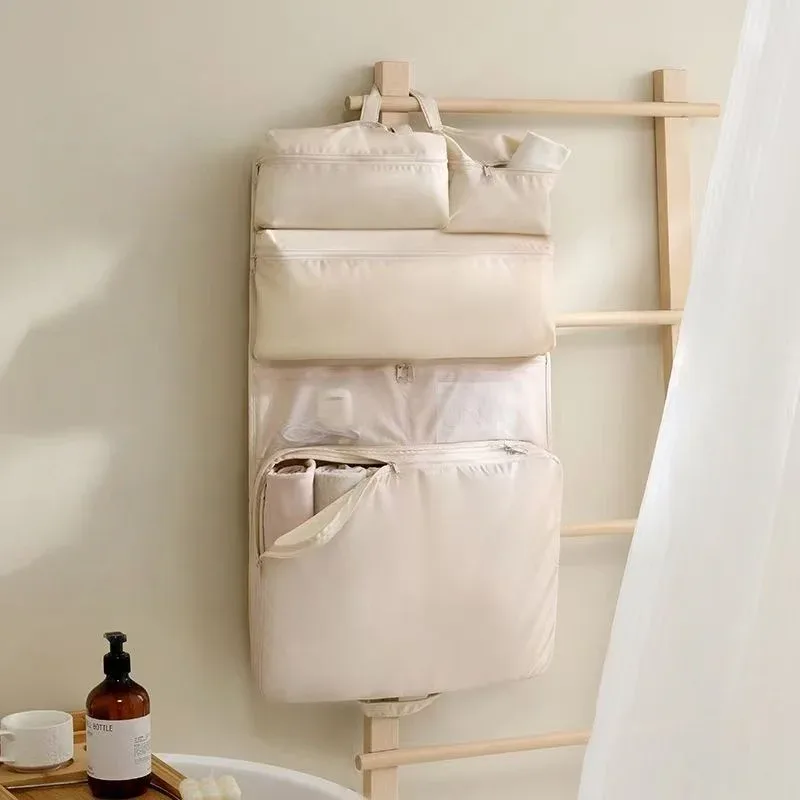 sac de voyage à compression physique 6 en 1, organisateur de lingerie multi-compartiments, pochette portable pour soutien-gorge, sous-vêtements, chaussettes et cosmétiques