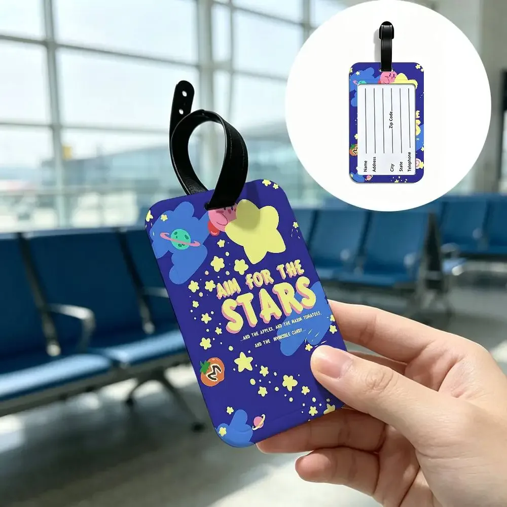 étiquette de bagage de voyage k-kirbys en pvc, étui pour carte d'information, marqueur de nom anti-perte pour sac à dos