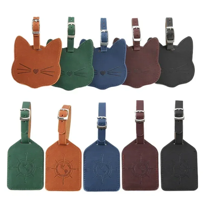 étiquette de bagage en cuir pu, porte-adresse pour valise, accessoires de voyage, étiquette nominative portable