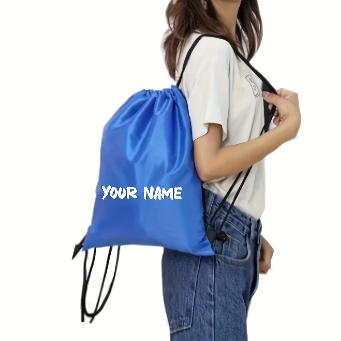 sac à dos à cordon personnalisable - nom/texte personnalisé créatif, sac de rangement à cordon durable, disponible en différentes couleurs