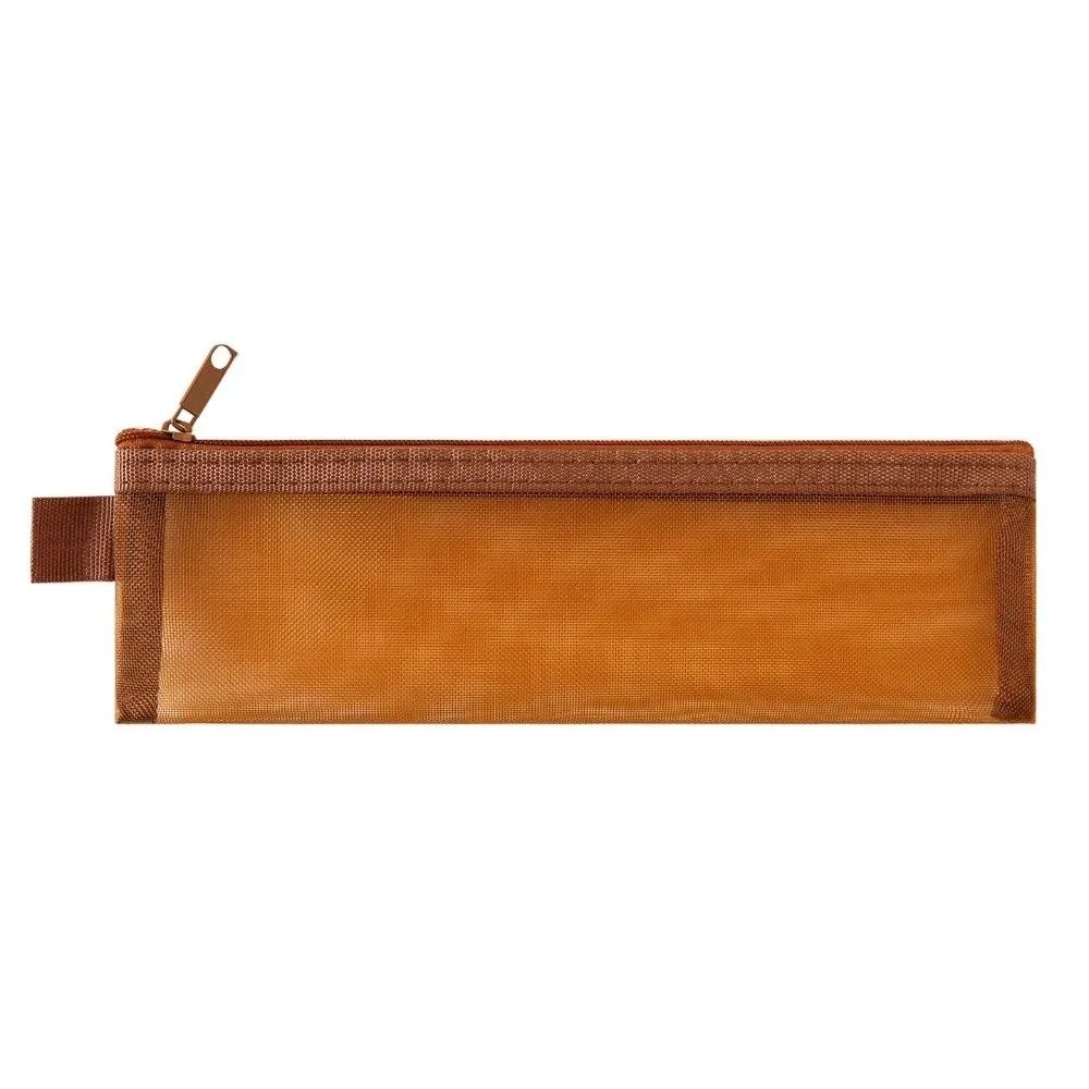 nouvelle trousse de rangement en maille pour pinceaux de maquillage, couleur unie, avec fermeture éclair, étui portable pour stylos, pochette de rangement pour stylos