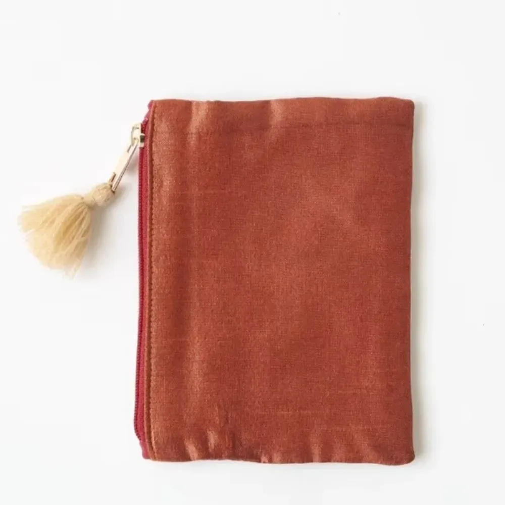 nouvelle trousse à cosmétiques brodée à la main, style ethnique, sac portable pour monnaie et cartes, motif rétro de cartes à jouer, sac de rangement à franges
