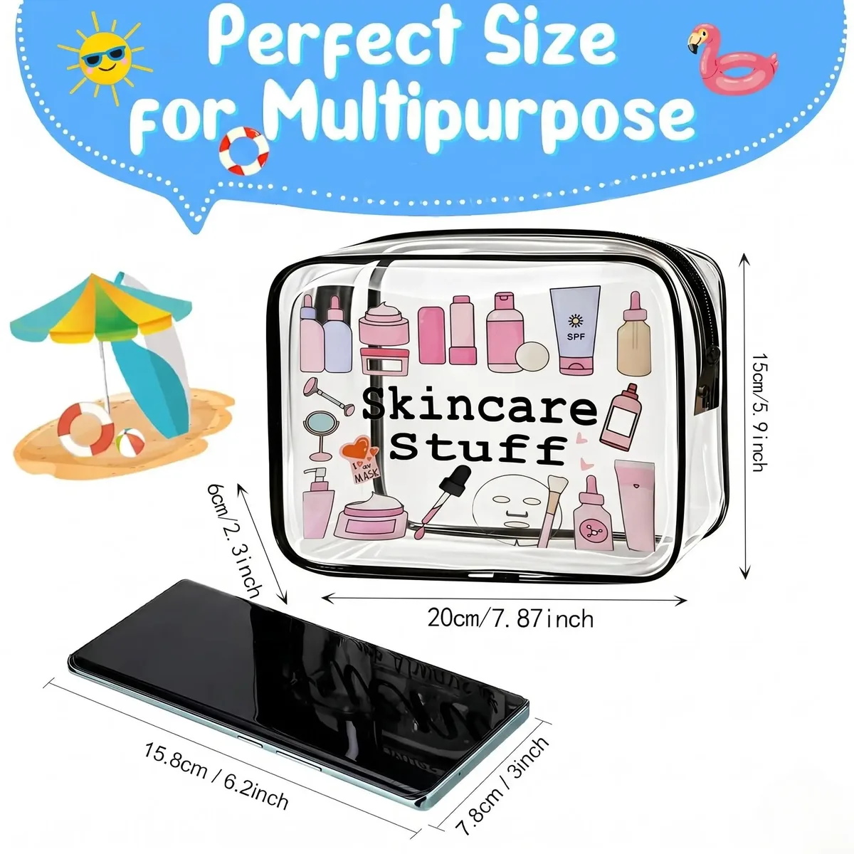 1 pièce trousse de maquillage transparente, organiseur de voyage pour produits de soin et articles de toilette, approuvée tsa, pochette cosmétique étanche pour femme