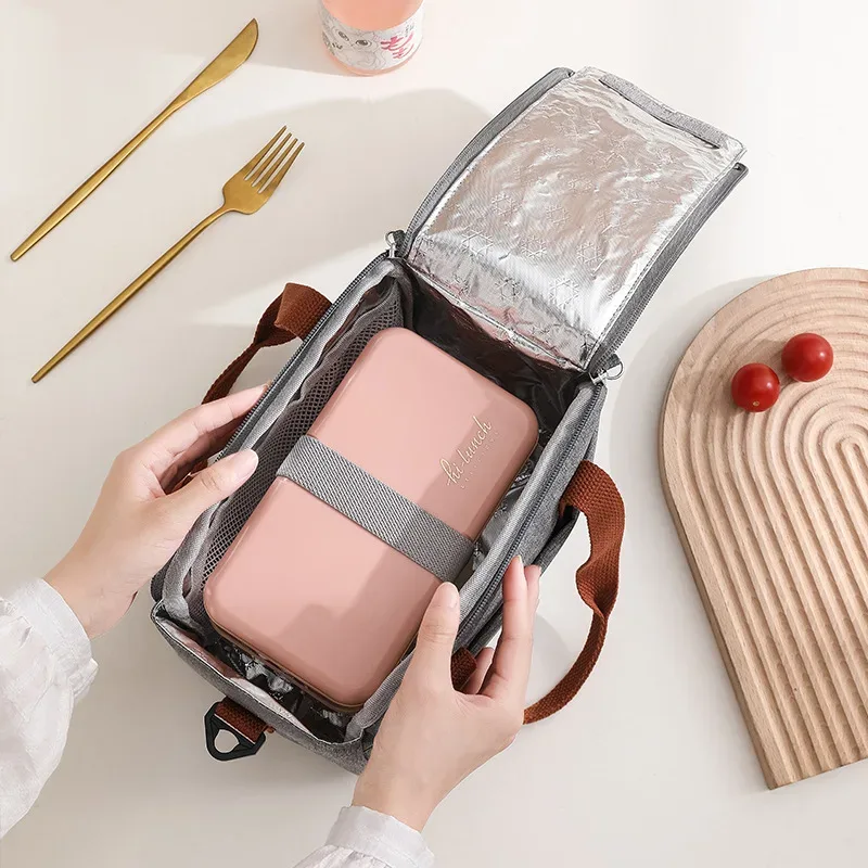 nouvelle sacoche isotherme portable pour femme, sac à déjeuner thermique, sac fourre-tout, sac à main isotherme, pochette bento étanche, sac à bandoulière pour le bureau