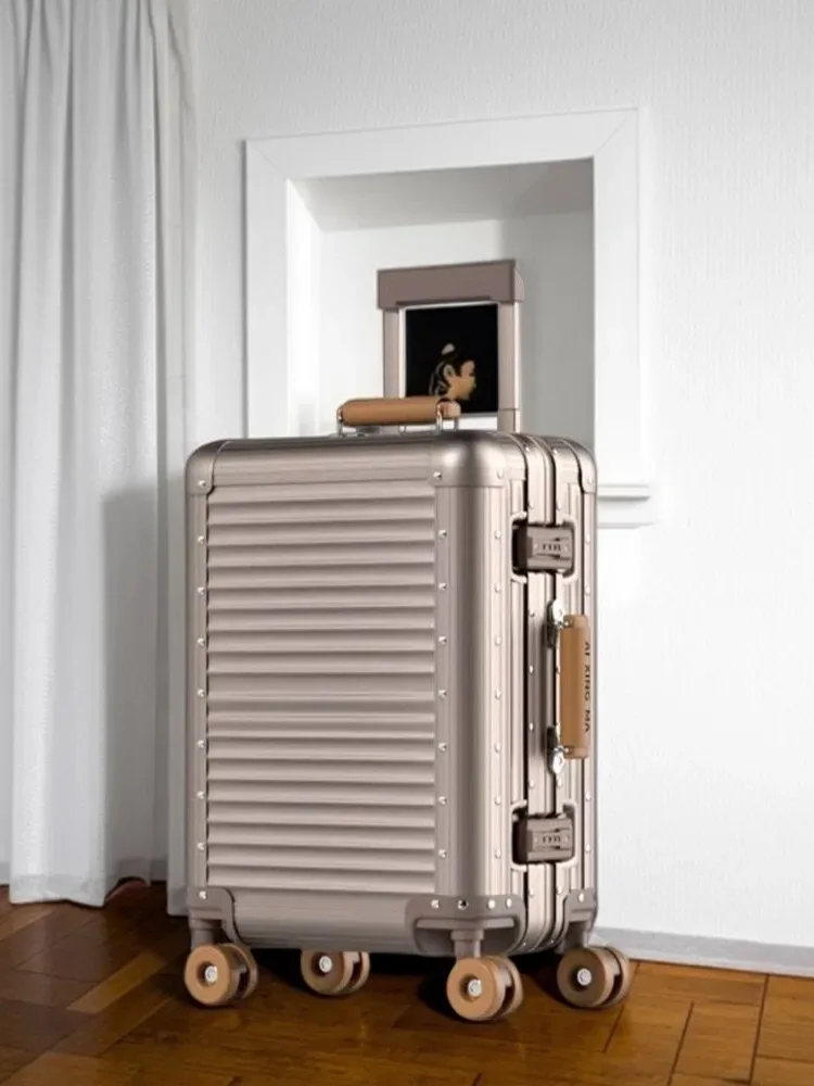 valise en alliage d'aluminium pour bagage à main de 20 pouces avec serrure tsa, bagages légers à roues lisses pour les voyages d'affaires