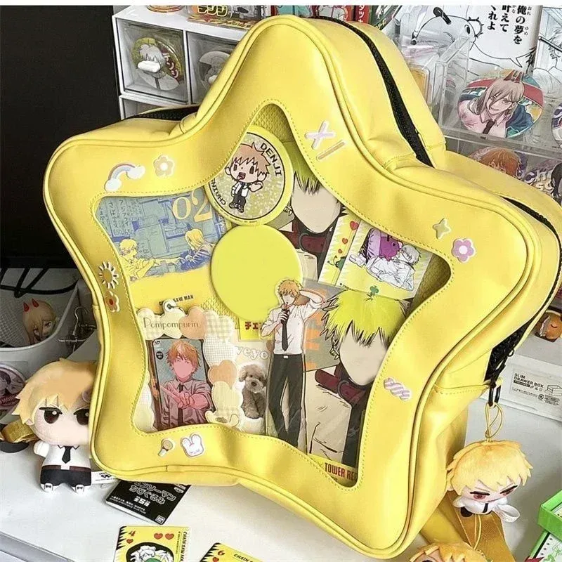 sac à dos étoile jaune en cuir pu, sac à bandoulière mignon pour adolescente kawaii, cartable pour femmes, sac à dos y2k épicé pour fille, sac à dos de voyage