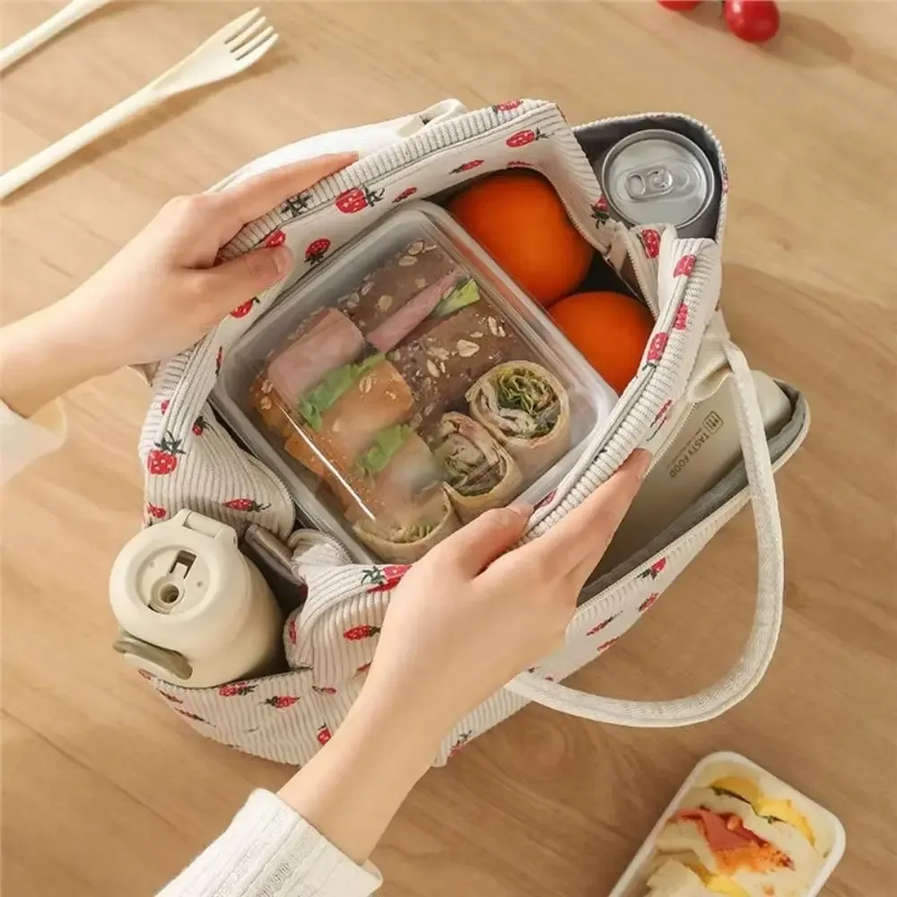 sac à main en velours côtelé grande capacité, imperméable et résistant à l'usure, sac bandoulière fraise, esthétique haut de gamme avec poignée