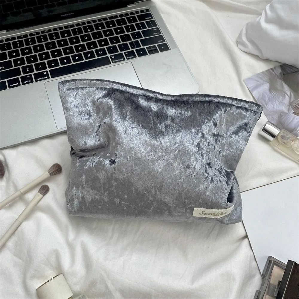 sac à cosmétiques en velours de grande capacité pour femmes, organisateur de produits de toilette, sac de maquillage à fermeture éclair, pochette de voyage, sac de rangement de cosmétiques pour filles