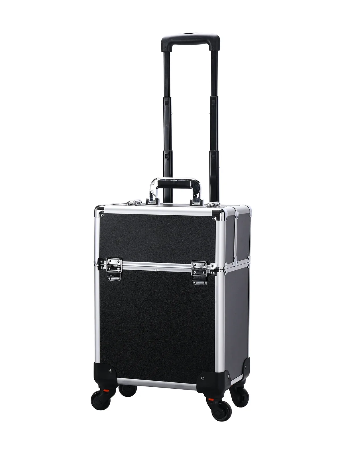 travelrolling – trousse de maquillage, chariot à cosmétiques de grande capacité, étui de voyage professionnel en aluminium avec clé