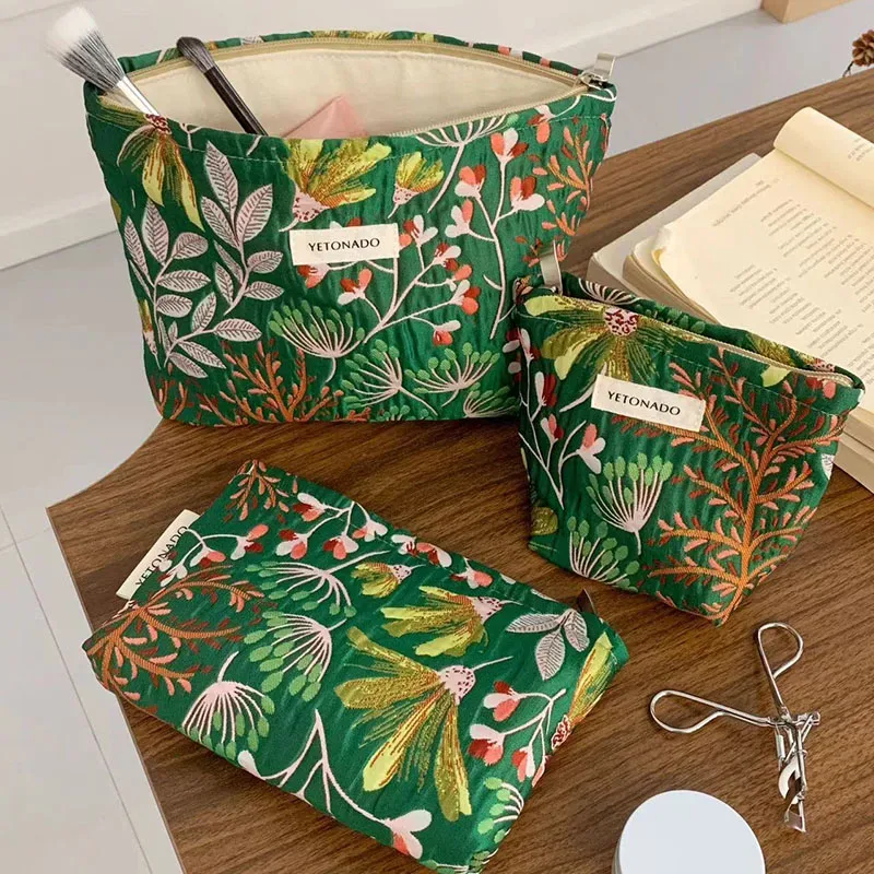 Trousse de maquillage pour femmes, trousse à cosmétiques, pochette de toilette à fleurs, étui organisateur, trousse de maquillage, lavage de voyage, pochette de rangement de voyage pour filles