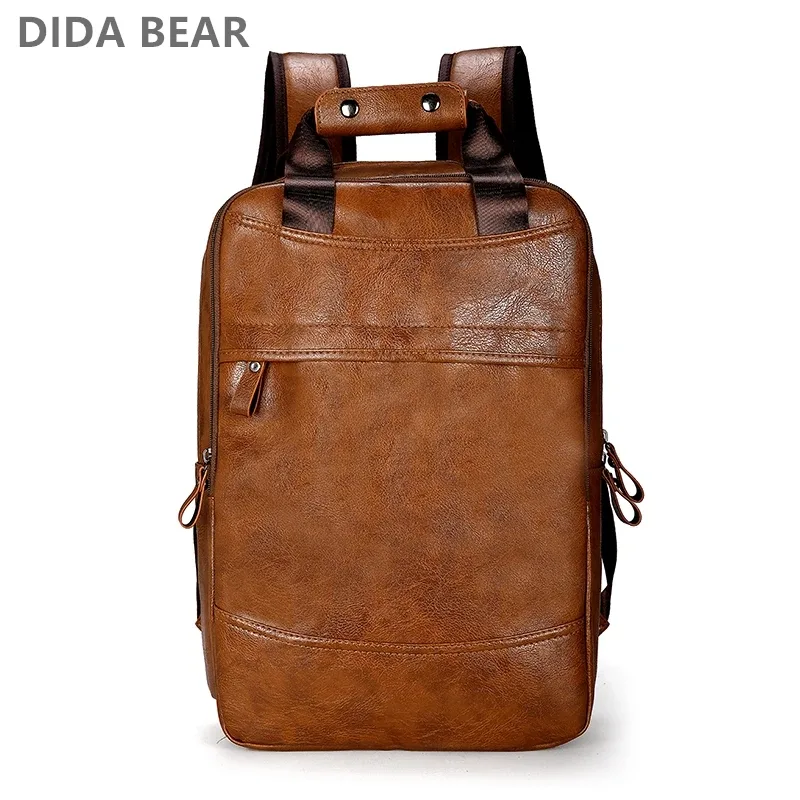 16.5 pouces sac à dos hommes sac à dos en cuir PU sac à dos grand ordinateur portable sacs à dos mâle Mochilas cartable décontracté pour adolescents garçons
