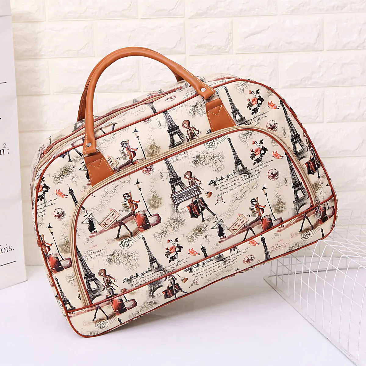 sac polochon de voyage en cuir pu pour femmes et hommes, sac de voyage étanche de grande capacité, sac de bagage multifonction à fermeture éclair, offre spéciale