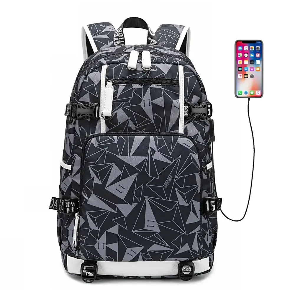 sac à dos imprimé oxford pour hommes, sac à dos avec port usb, sacs d'école pour adolescentes, ordinateur portable de voyage pour femmes