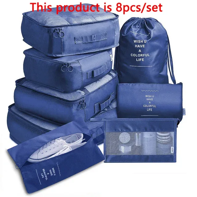 sacs de voyage en poudre pour soutien-gorge et chaussures, ensemble d'emballage de valise, étuis de rangement, 6/8/9 pièces/ensemble