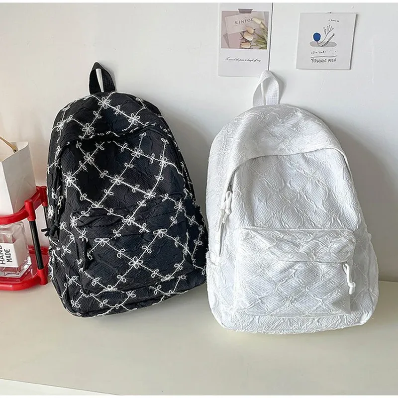 Sac à dos d'étudiant imprimé grande capacité, motif papillon mignon et nœud, sac d'école tendance, esthétique décontractée, sac de voyage, sac à dos vintage