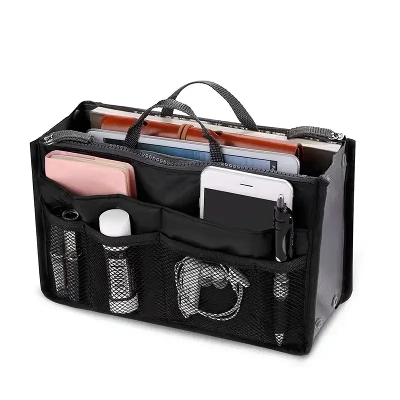 Organisateur insérer sac femmes Nylon voyage insérer organisateur sac à main sac à main grande doublure dame maquillage cosmétique sac pas cher femme fourre-tout