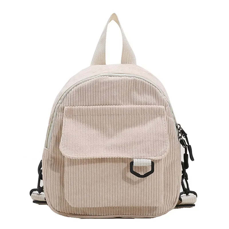 mini sac à dos tendance pour femme en velours côtelé couleur unie sac à dos simple et décontracté pour étudiants, sac à dos de voyage, nouveauté 2023