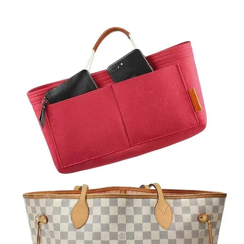 sac intérieur pour lv neverfull, sac à insérer en feutre, sac à main de maquillage, organisateur, sac à main de voyage, sacs à cosmétiques portables à fermeture éclair, fourre-tout de rangement