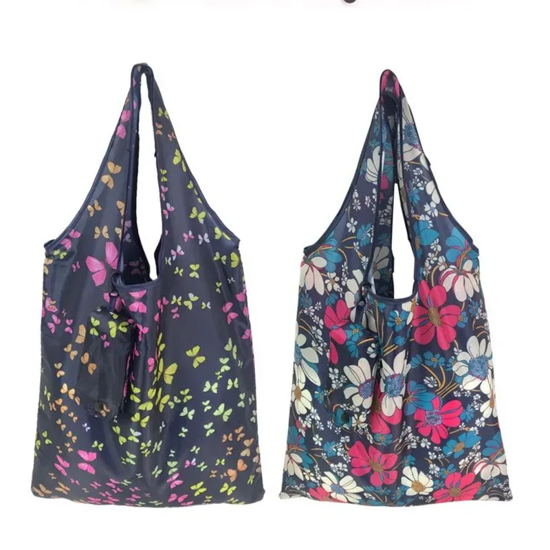 nouveauté sacs à provisions réutilisables femmes sac fourre-tout pliable tissu portable sac d'épicerie écologique pliant sacs à main de grande capacité