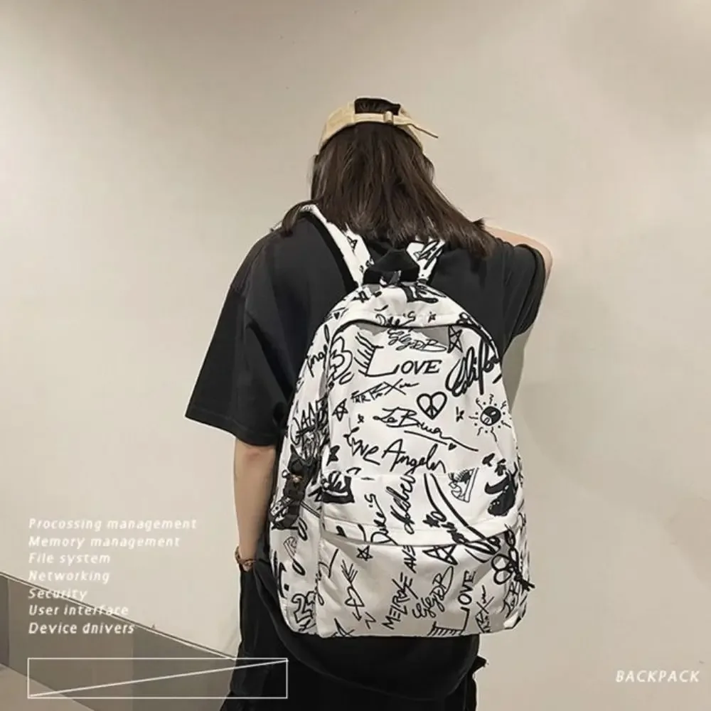 nouveau sac à dos grande capacité tendance graffiti style coréen ultra-léger pour l'école