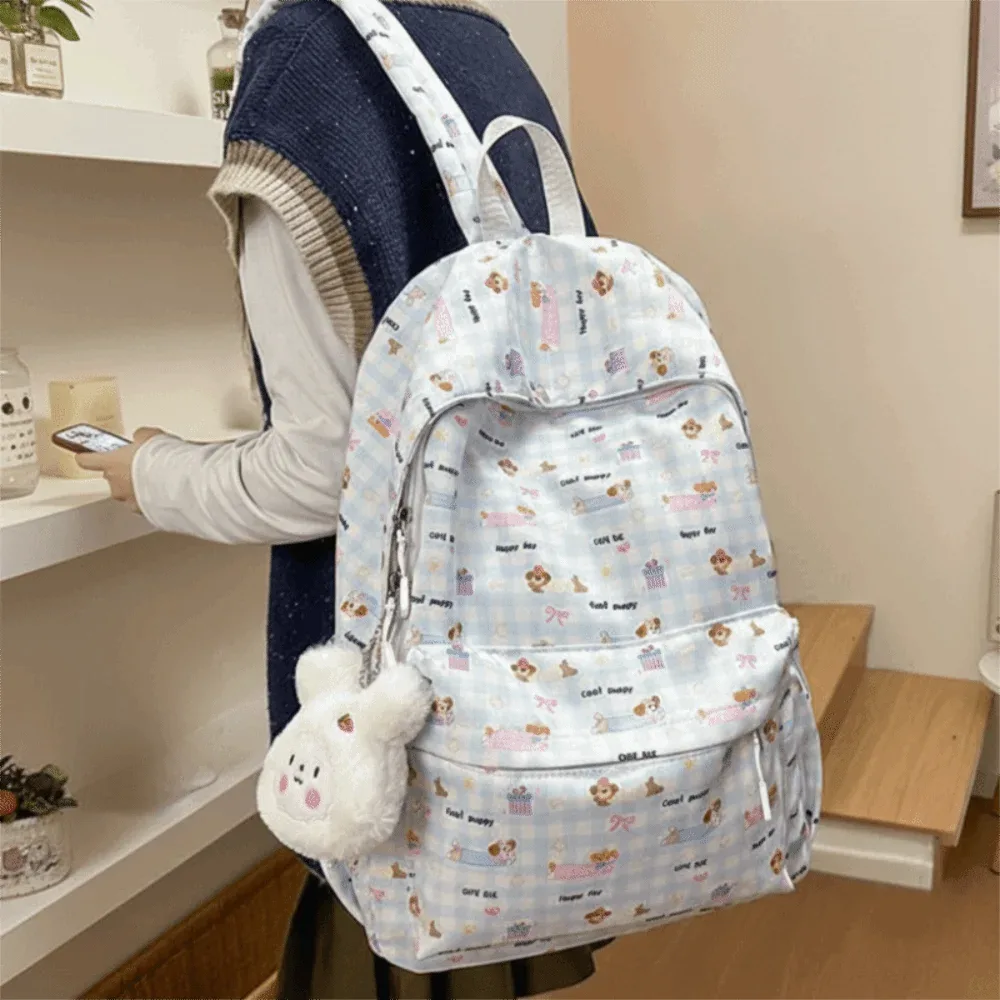 sac à dos de voyage en nylon grande capacité, imperméable, imprimé chat et chien, motif dessin animé, léger, respirant, pour étudiants et écoliers