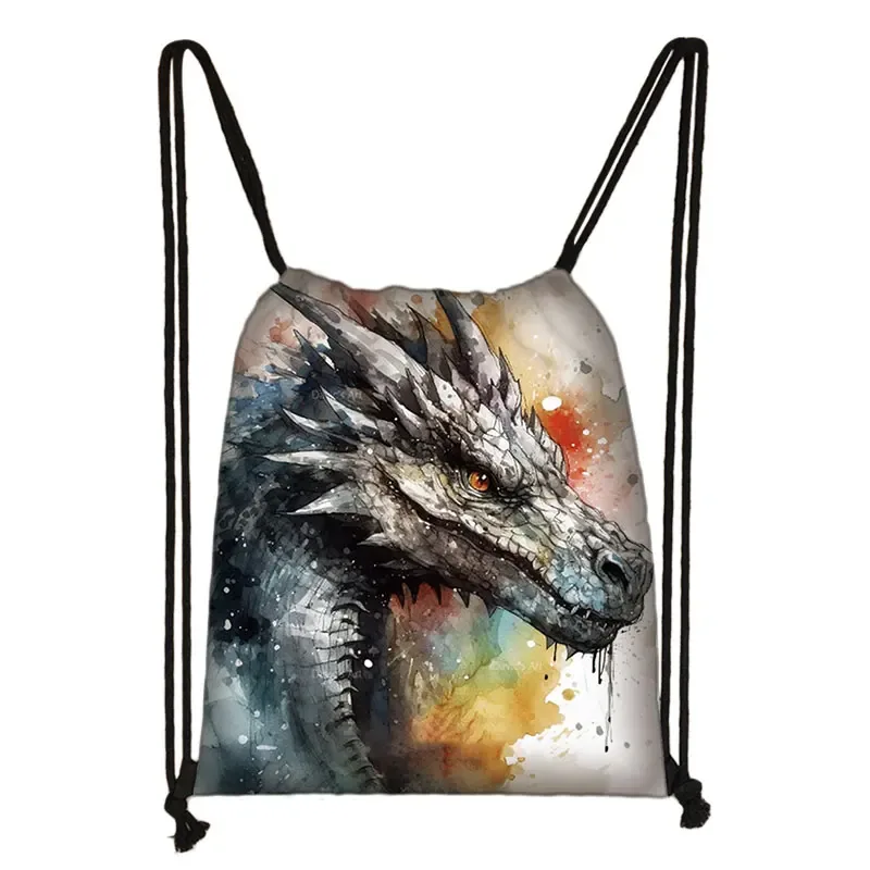 sac à dos imprimé animal théâtre l loup éléphant cheval, sacs à cordon de proximité pour femmes, sac de rangement mode pour adolescentes, sacs à livres kawaii pour filles, cadeau