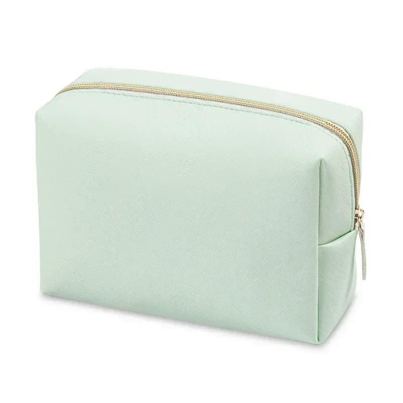 trousse cosmétique étanche en cuir pu, trousse de toilette portable, trousse de maquillage à fermeture éclair, document solide, poudres de maquillage, trousse de voyage