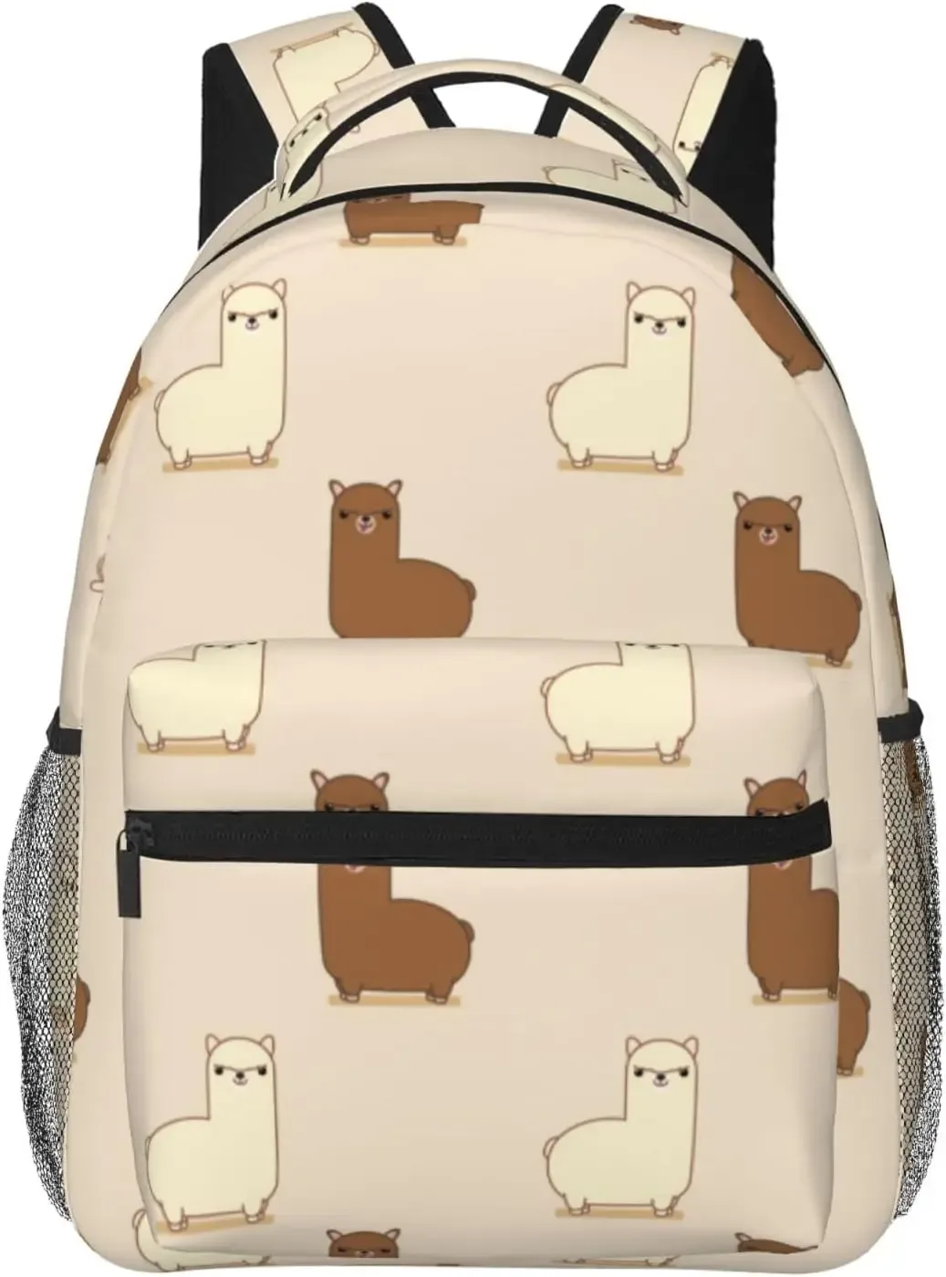 boehiop-sac à dos léger pour ordinateur portable pour femmes et hommes, sac à livres universitaire, sac à dos décontracté, sac de voyage mignon, alpaga, lama et fruits
